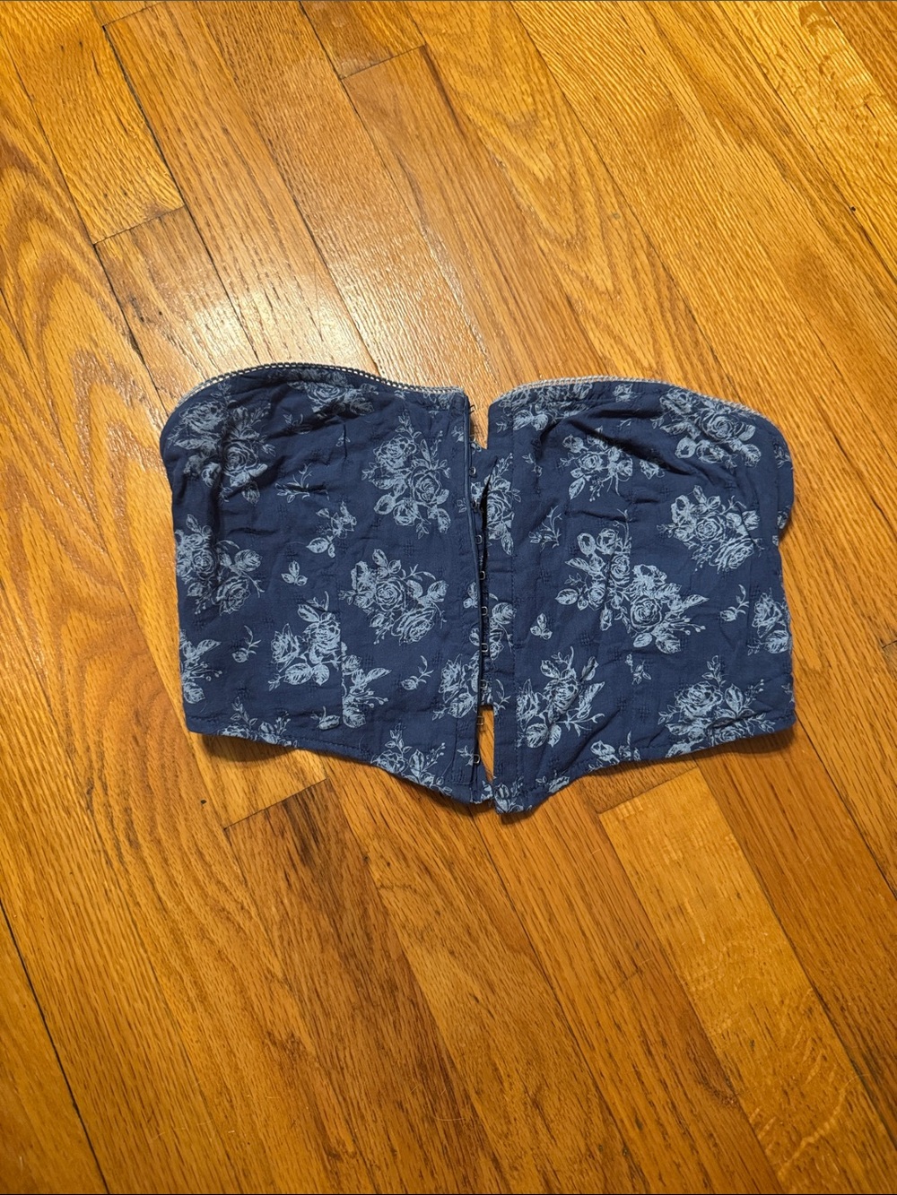 Forever 21 Navy Floral Strapless Bandeau Top